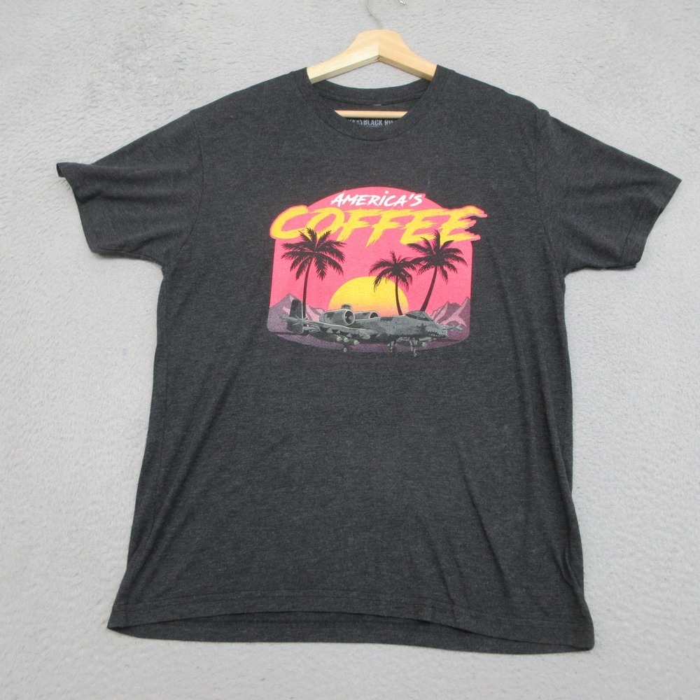 Black Rifle Coffee Company Shirt Mens M Gray Americas Coffee Vaporwave Graphic T
